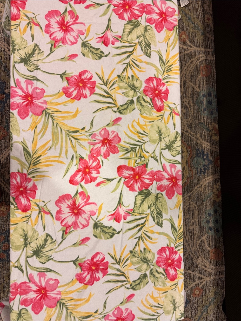 Floral Tropical Beach Towel in Pink & Green